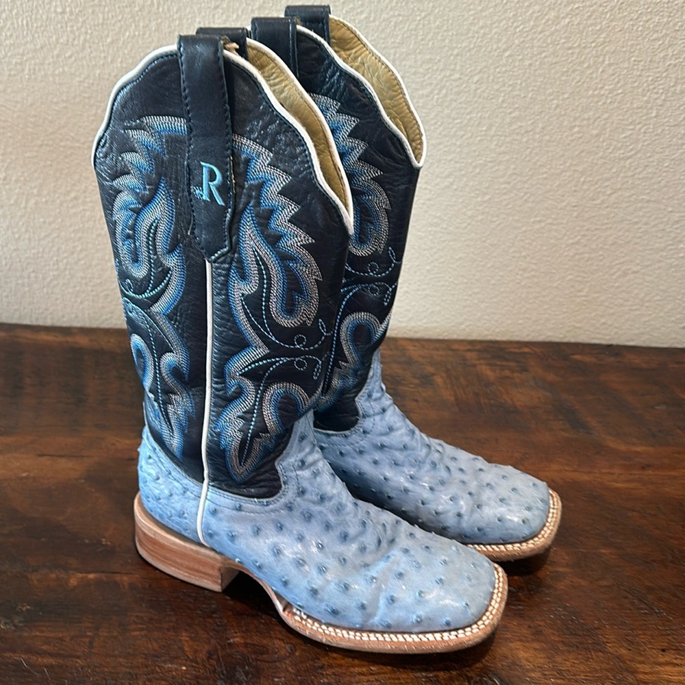 *like new* R. Watson blue ostrich boots women’s  size 6.5